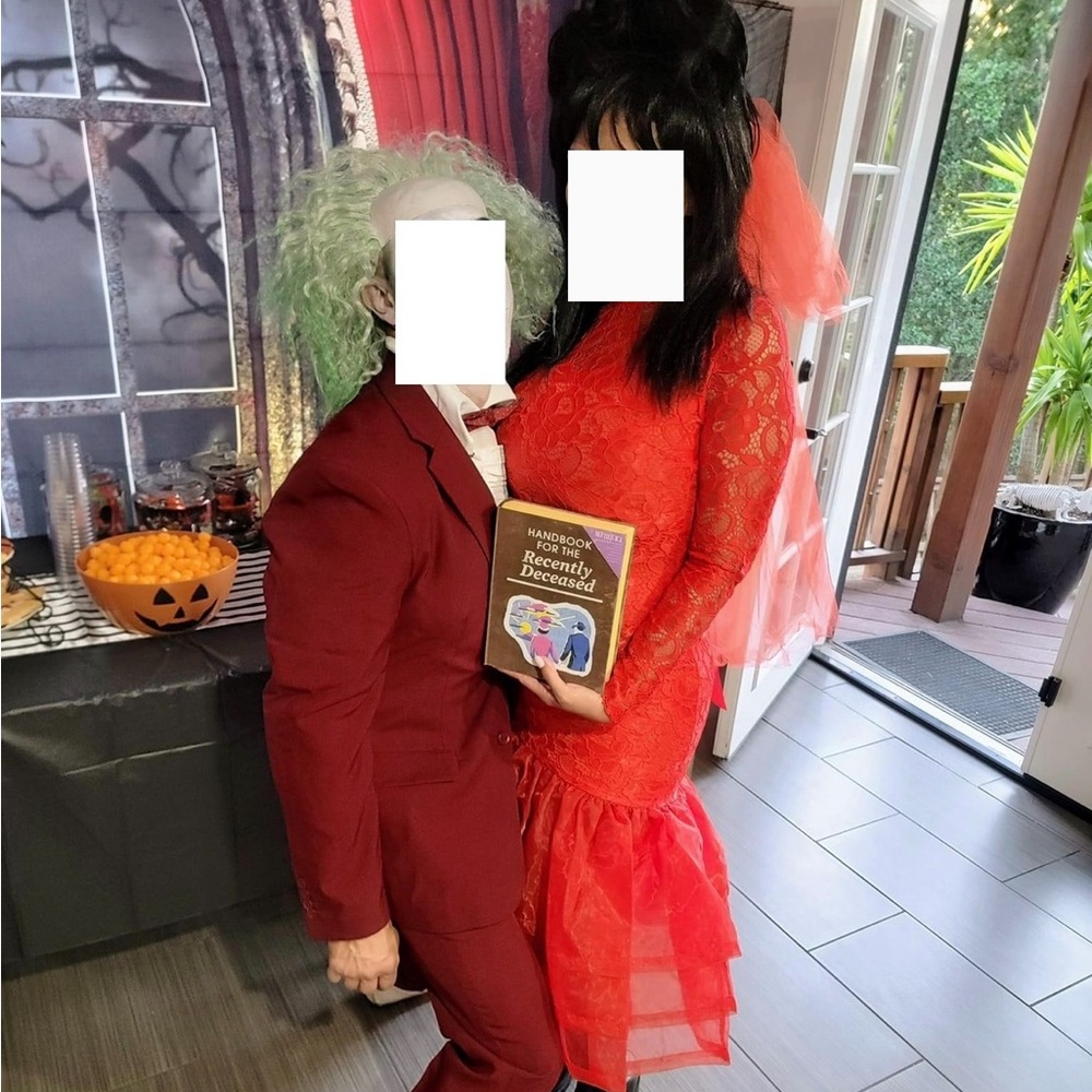 Lydia Deetz Halloween Costume Red Dress Beetle Juice Bridal Dress Wednesday